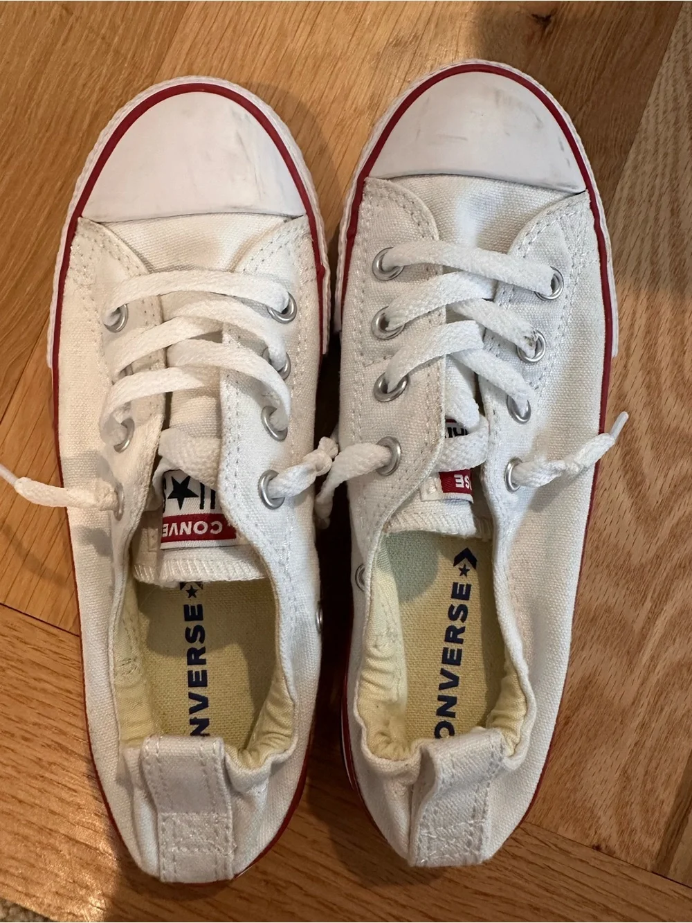 Converse Kids White Canvas Low-Top Sneakers with Red Trim